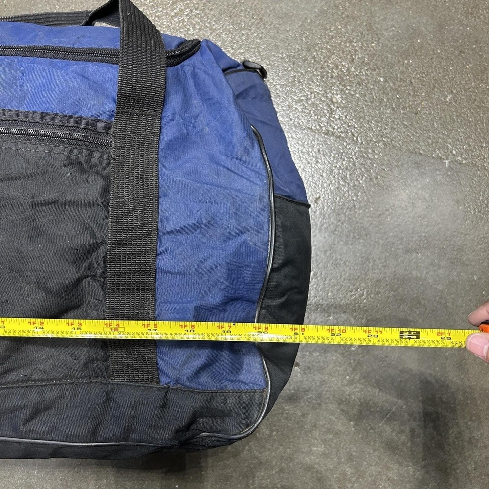 Vintage Nike Blue Black Duffel Bag Soft Case Gym Travel Men Nylon Sports Weekend - Picture 9 of 15